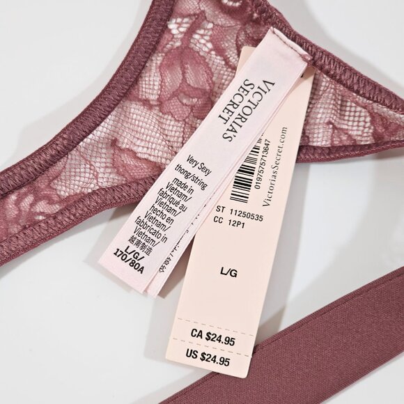 Victoria's Secret Sunset Ombré Shine Strap Brazilian Panty Floral Lace Size L - Picture 5 of 5